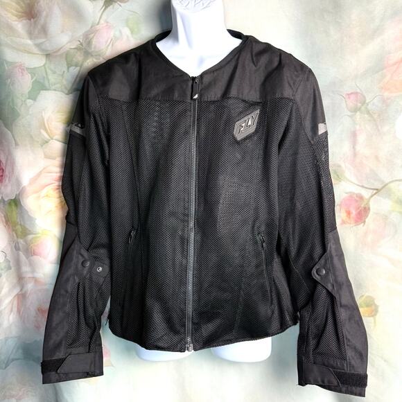 Fly Racing Fly Street Flux Air Black Mesh Padded Armor Zip Up Motorcycle Jacket - Picture 1 of 6